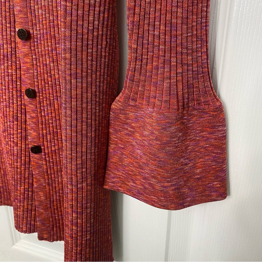 THEORY Women's Rib-knit Mid-length Cardigan In Sunset Multi - Picture 4 of 7